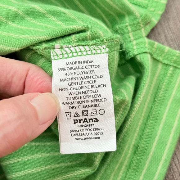 Prana XXL Green (seaweed) Striped Organic Cotton Short Sleeve Marco Polo NWT - Picture 8 of 8